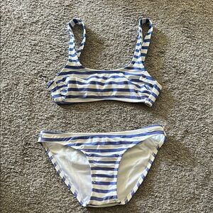 Blue and White Striped Swim Set, size small